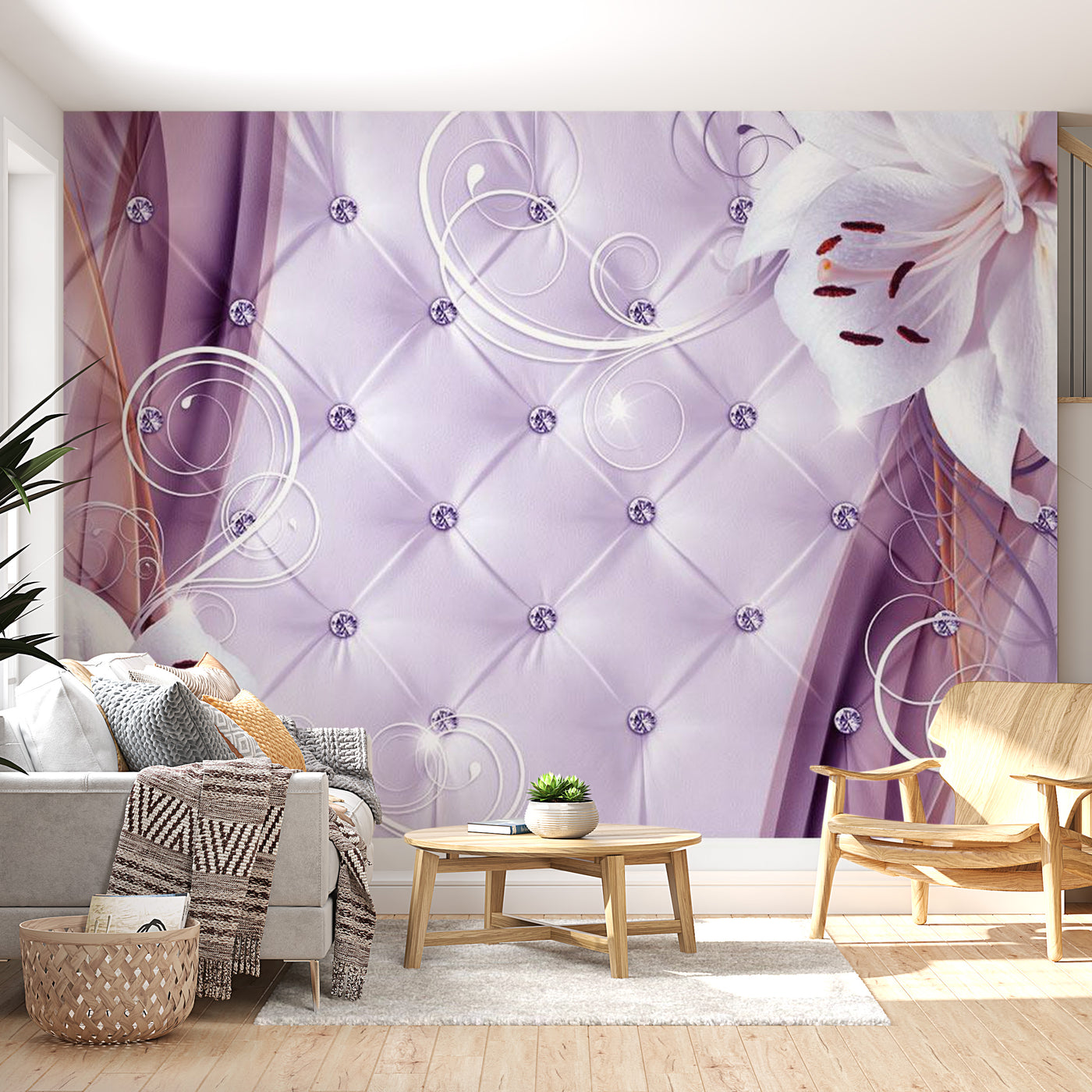 Peel & Stick Floral Wall Mural - Lily And Violet - Removable Wall Decals