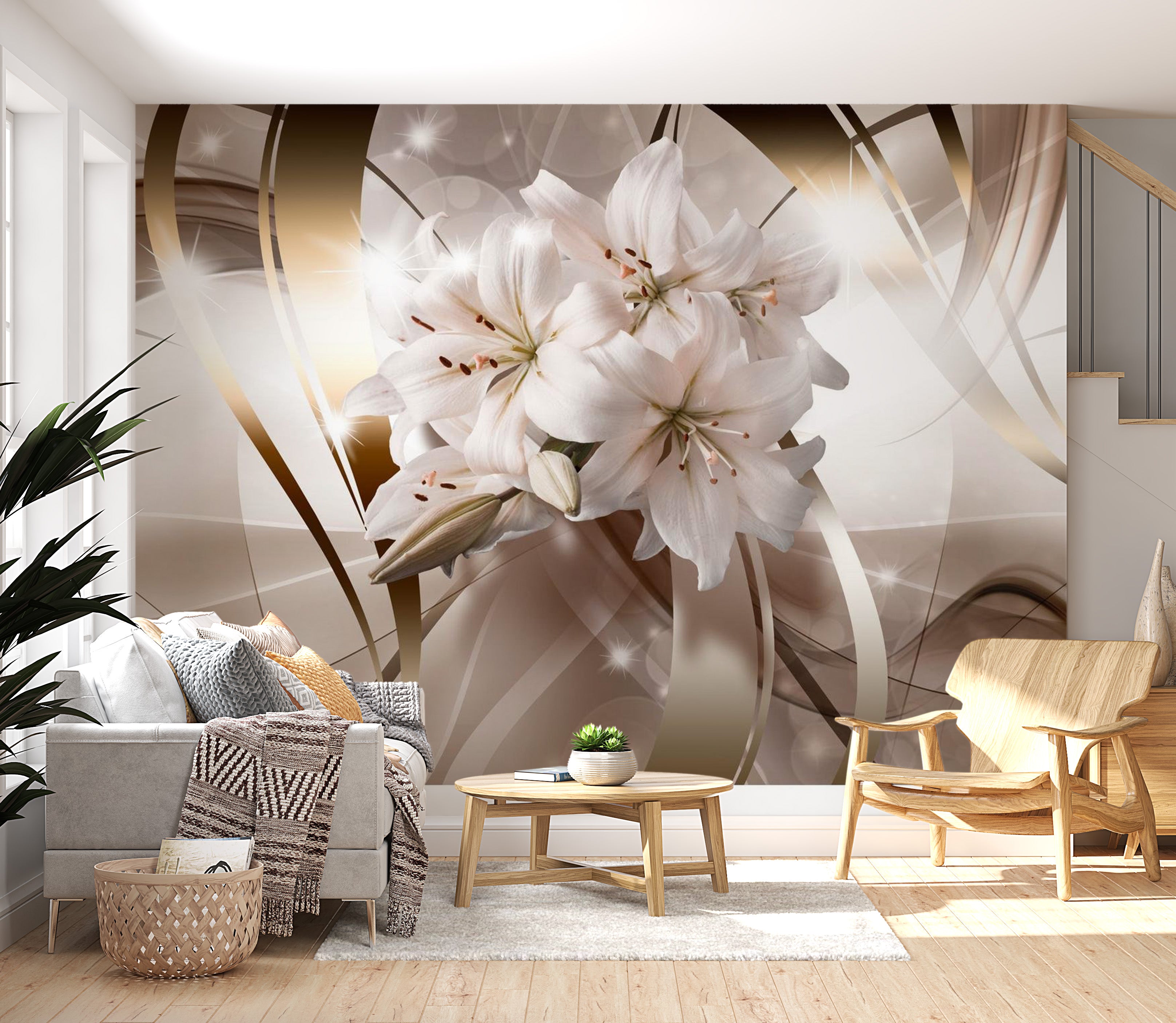 lily flower wall decals Vivyet Peel and Stick Wall Mural