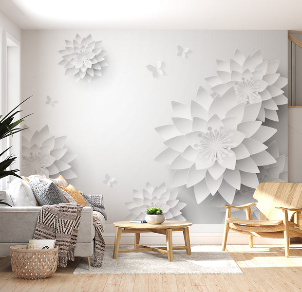 Peel & Stick Floral Wall Mural - Oriental Flowers - Removable Wall Decals