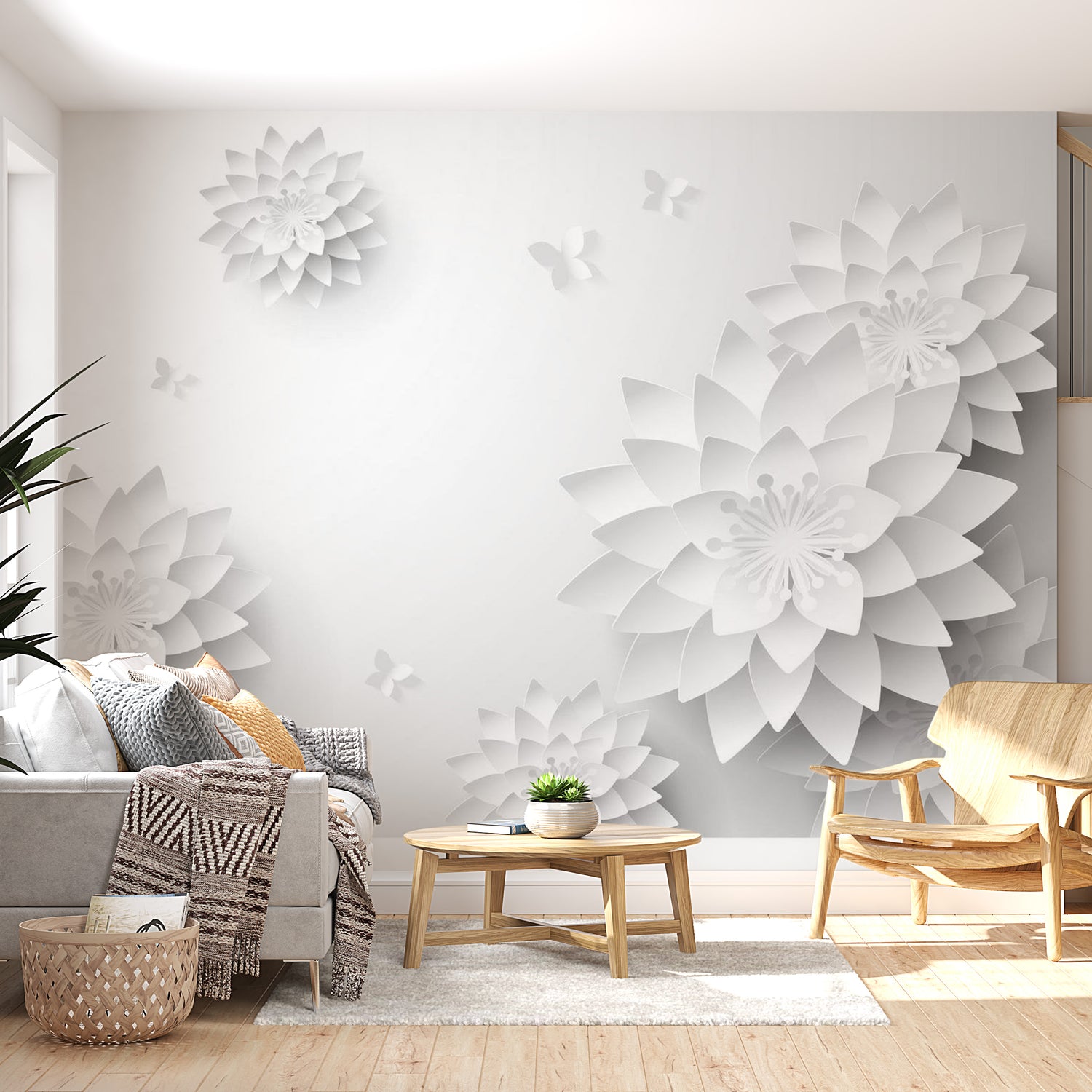 Peel & Stick Floral Wall Mural - Oriental Flowers - Removable Wall Decals