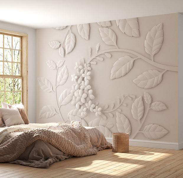 Peel & Stick Floral Wall Mural - Paper Flowers Cream - Removable Wall Decals