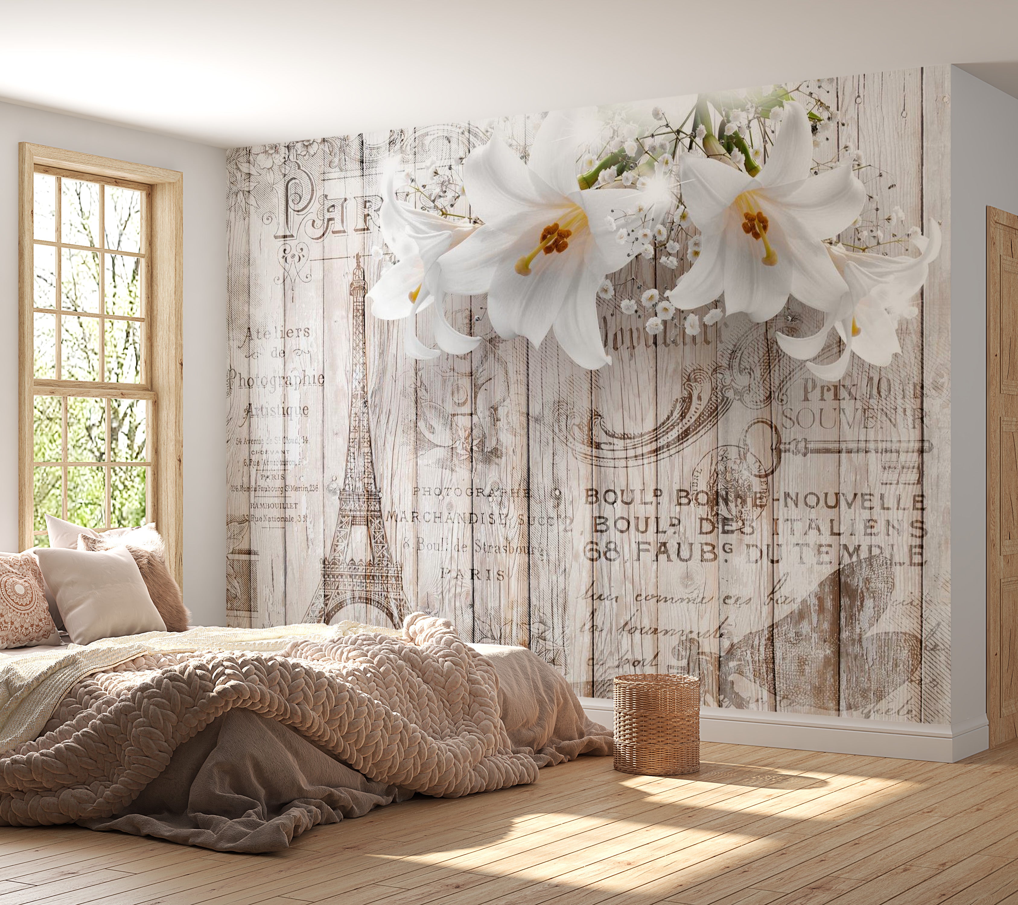 Peel & Stick Floral Wall Mural - Parisian Lilies - Removable Wall Decals