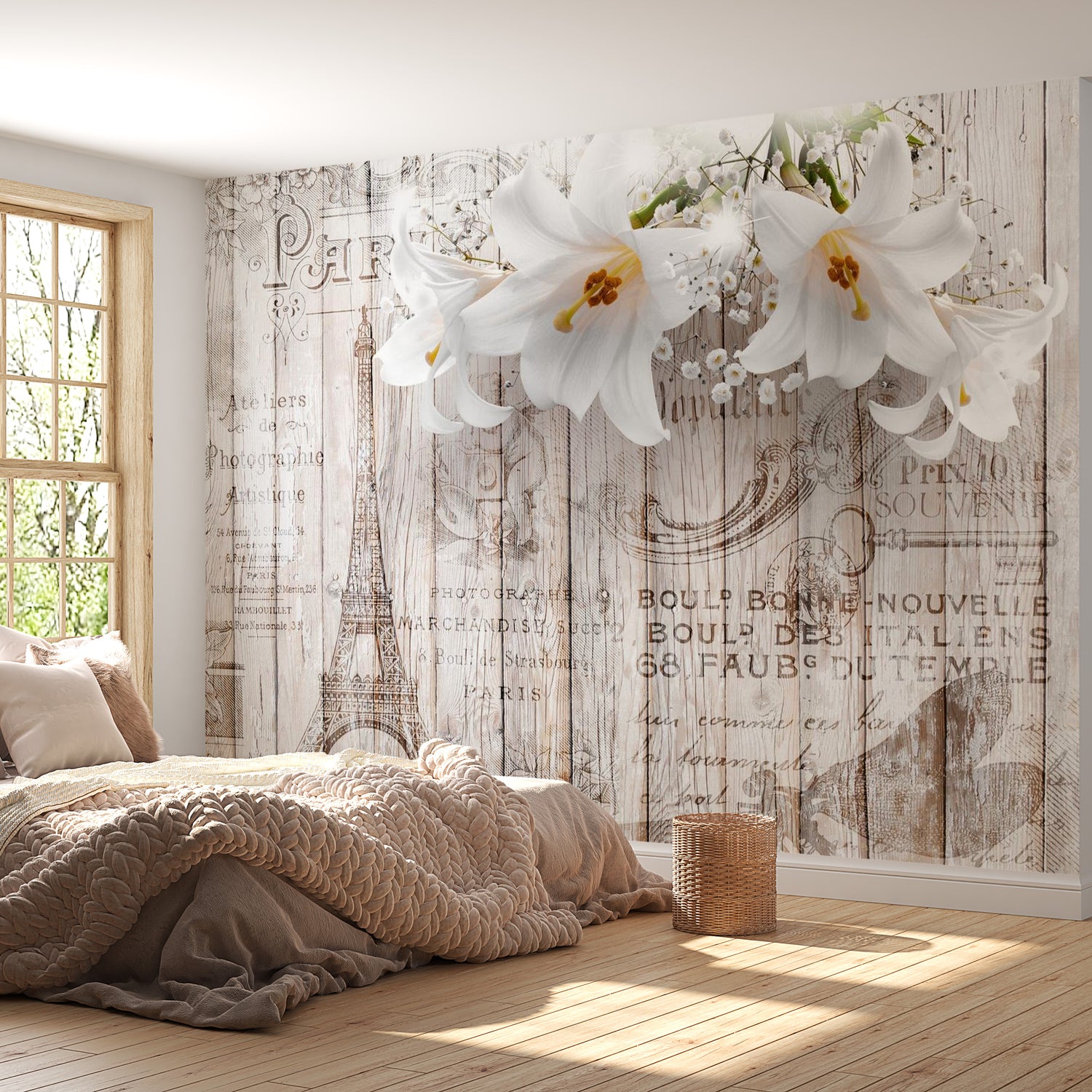 Peel & Stick Floral Wall Mural - Parisian Lilies - Removable Wall Decals