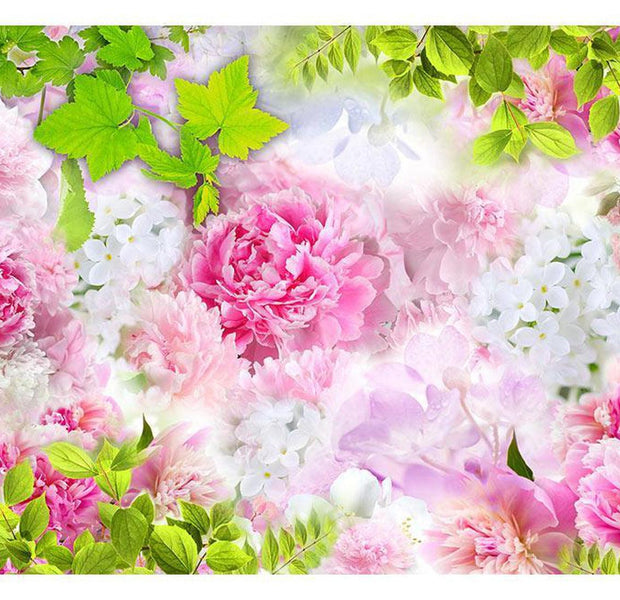 Peel & Stick Floral Wall Mural - Pink Peonies - Removable Wall Decals