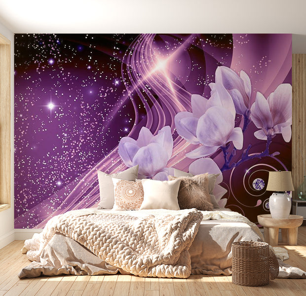 Peel & Stick Floral Wall Mural - Purple Milky Way - Removable Wall Decals