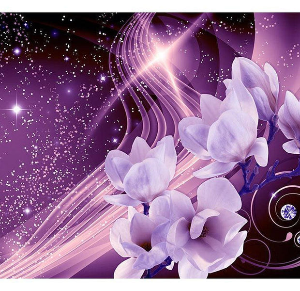 Peel & Stick Floral Wall Mural - Purple Milky Way - Removable Wall Decals