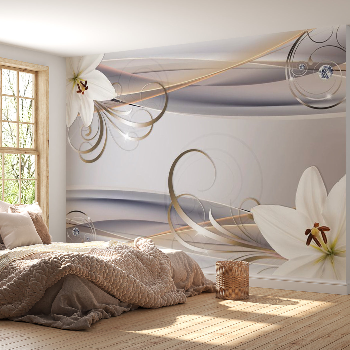 Peel & Stick Floral Wall Mural - Remember The Lilies - Removable Wall Decals