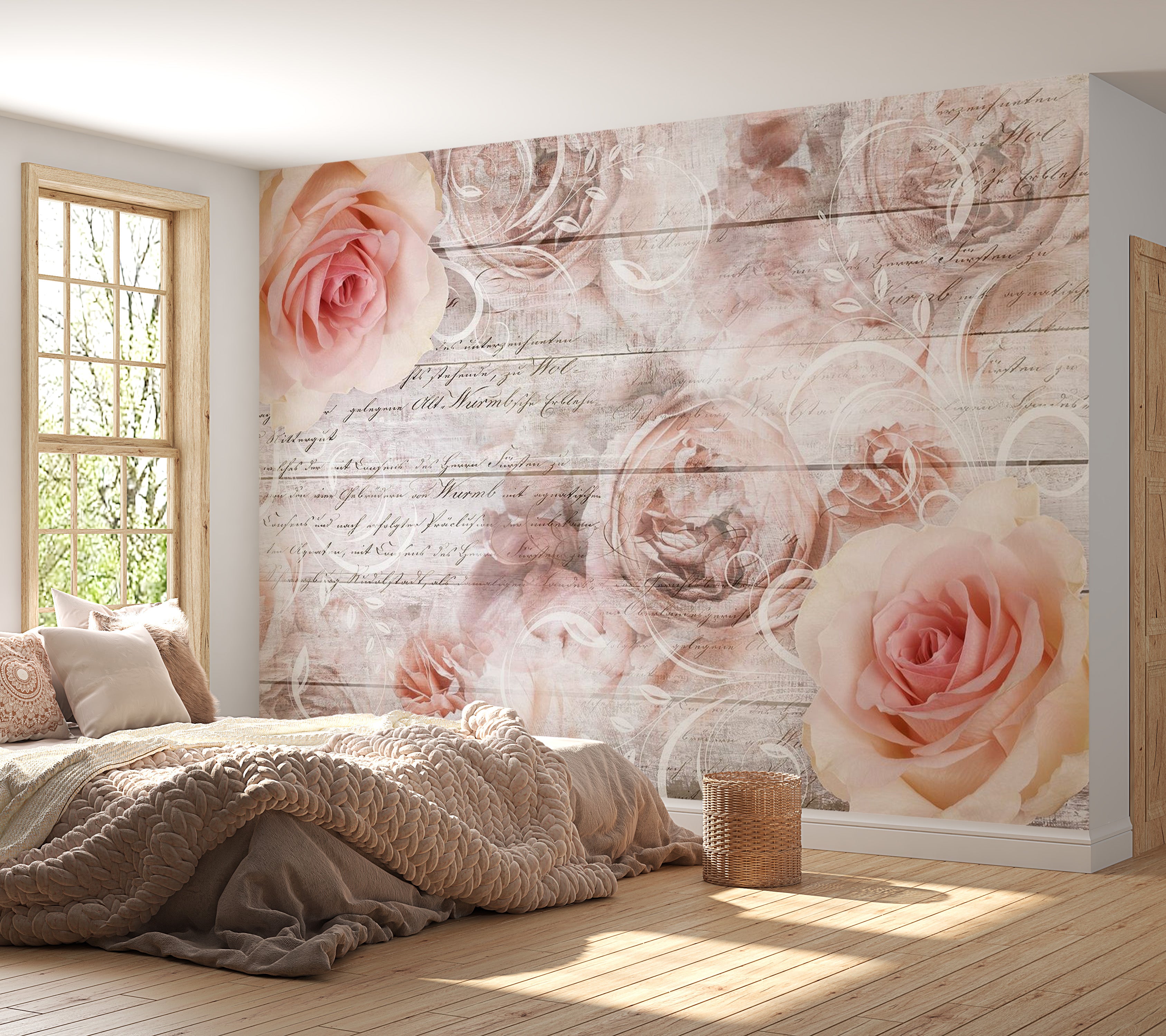 Peel & Stick Floral Wall Mural - Rose Work - Removable Wall Decals