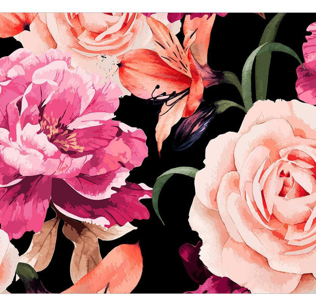 Peel & Stick Floral Wall Mural - Roses Of Love - Removable Wall Decals