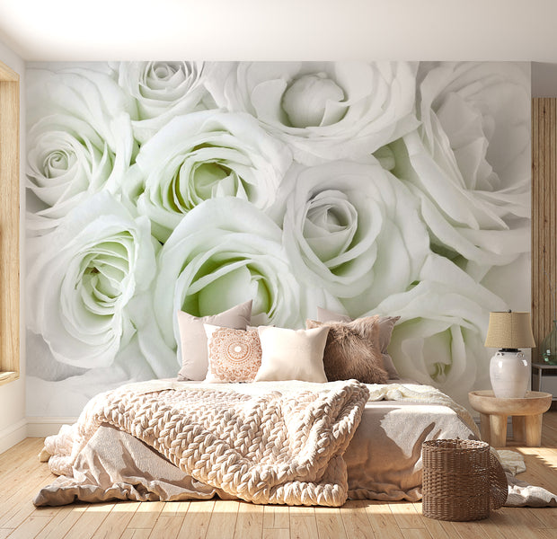 Peel & Stick Floral Wall Mural - Satin Rose Green - Removable Wall Decals