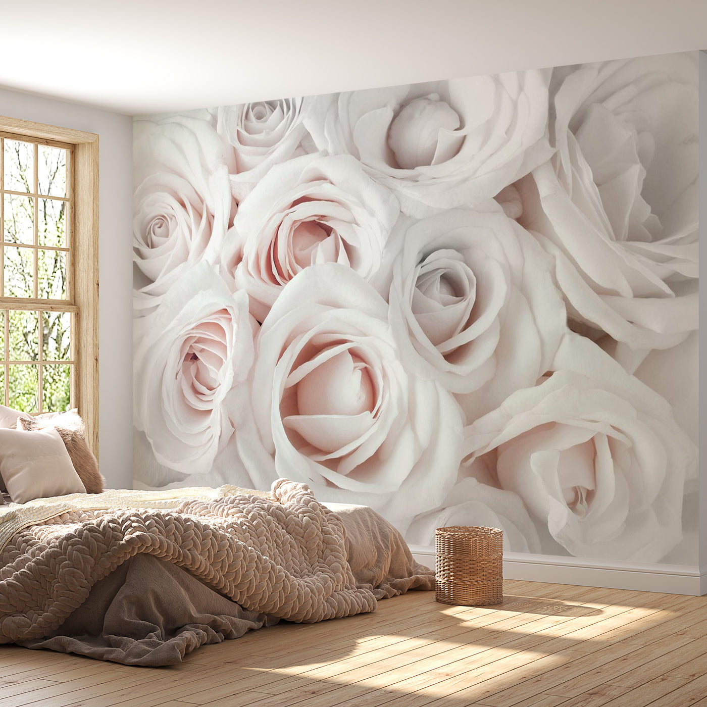 Peel & Stick Floral Wall Mural - Satin Rose Pink - Removable Wall Decals