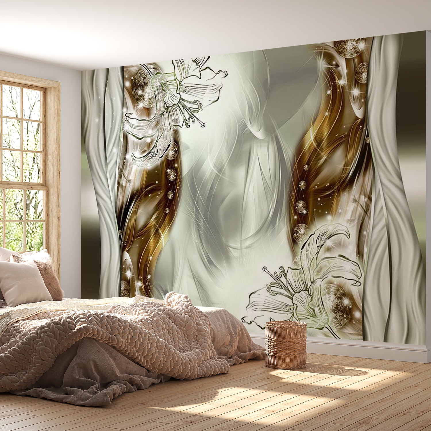 Peel & Stick Floral Wall Mural - Sensual Stream - Removable Wall Decals