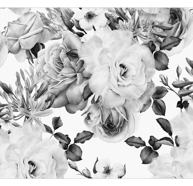 Peel & Stick Floral Wall Mural - Sentimental Garden Black And White - Removable Wall Decals