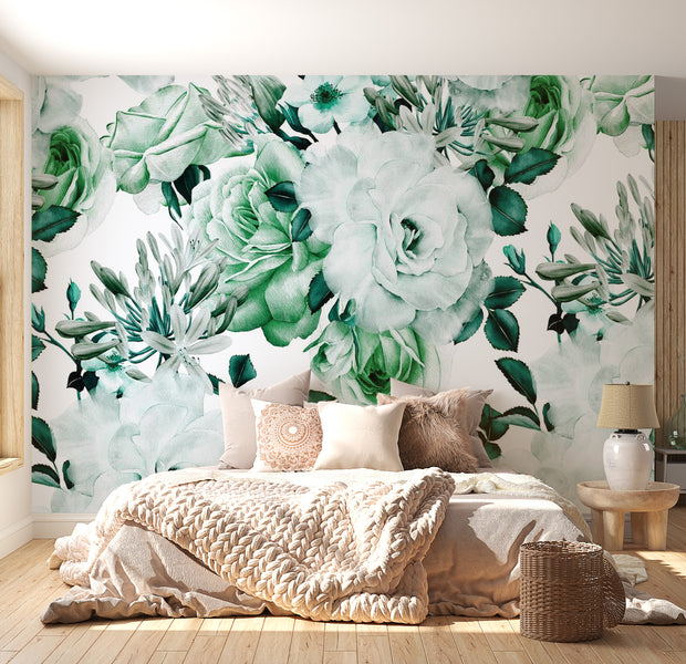 Peel & Stick Floral Wall Mural - Sentimental Garden Green - Removable Wall Decals