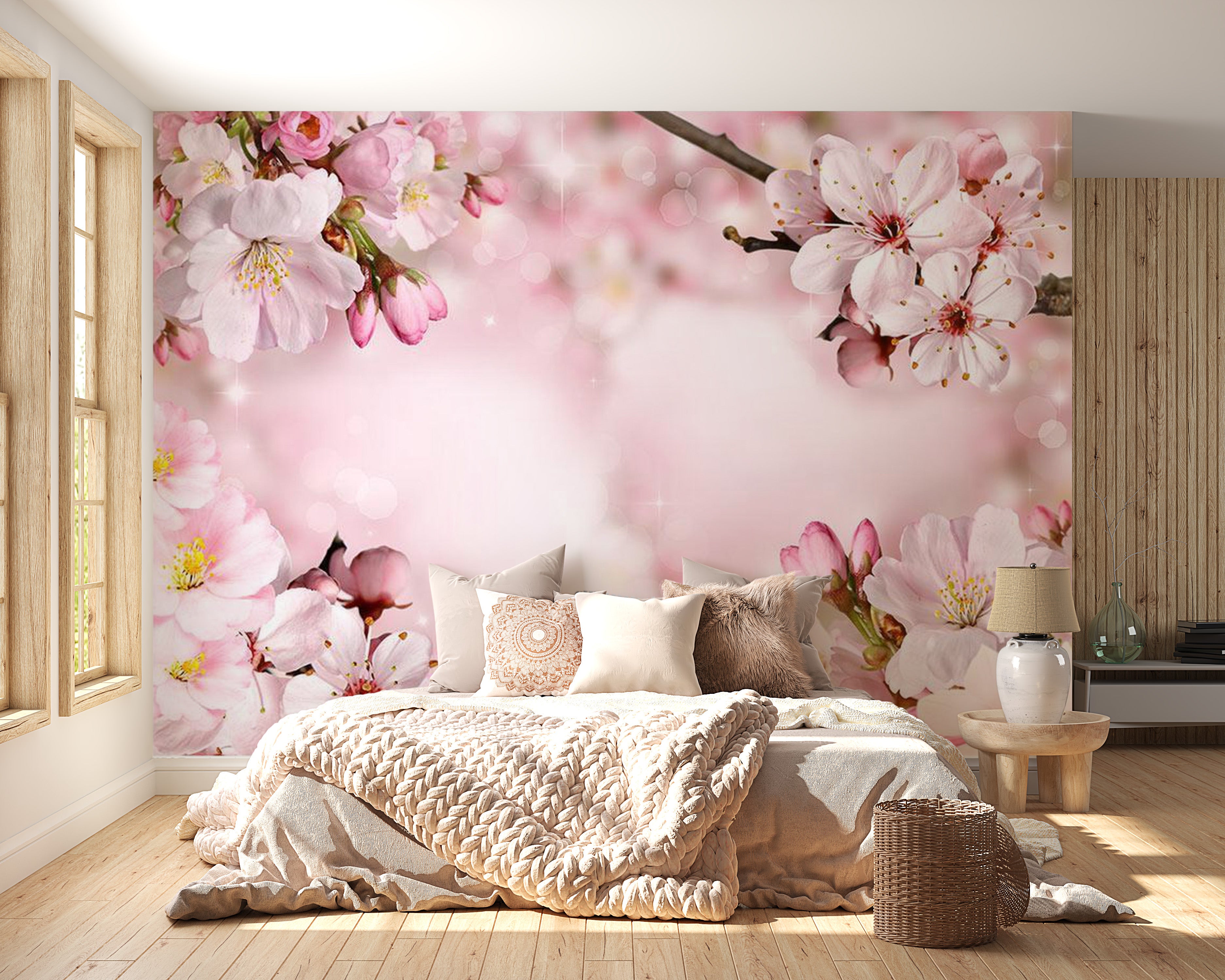 Peel & Stick Floral Wall Mural - Spring Cherry Blossom - Removable Wall Decals