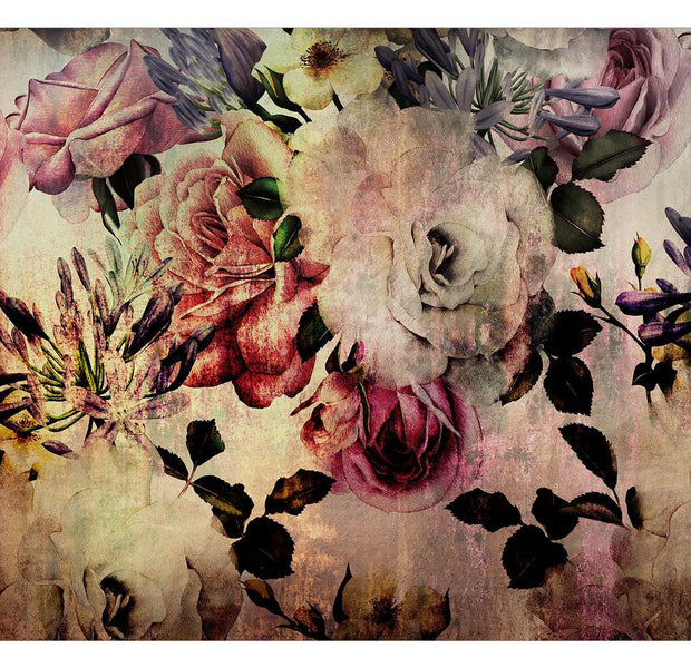 Peel & Stick Floral Wall Mural - Vintage Flowers - Removable Wall Decals