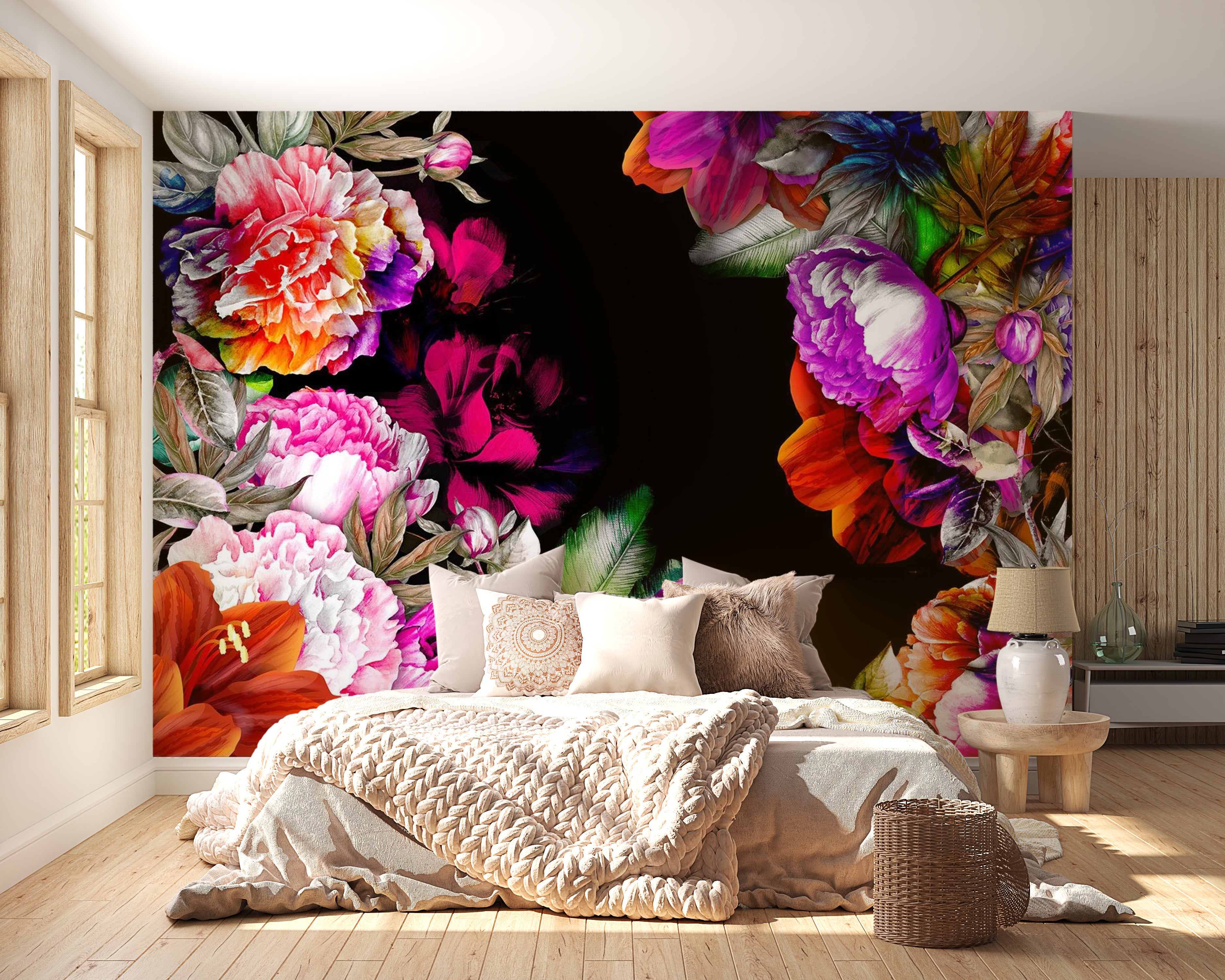 Peel & Stick Floral Wall Mural - Warm Tones Of Summer - Removable Wall Decals