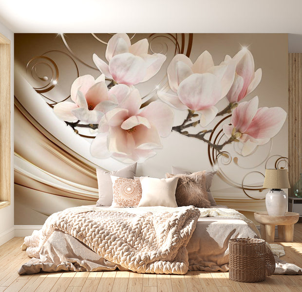 Peel & Stick Floral Wall Mural - Waves Of Magnolia - Removable Wall Decals