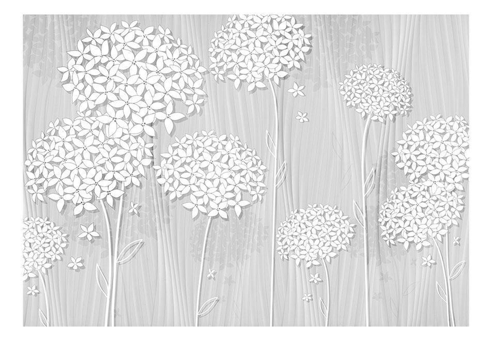 Peel & Stick Floral Wall Mural - White Flower Fantasie - Removable Wall Decals