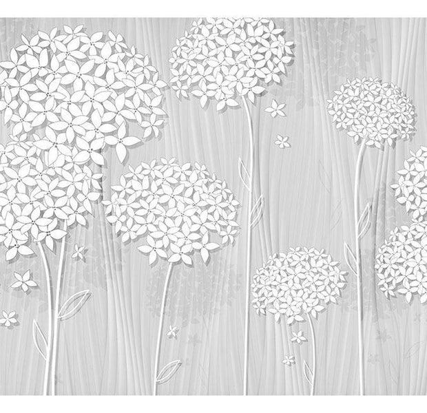 Peel & Stick Floral Wall Mural - White Flower Fantasie - Removable Wall Decals