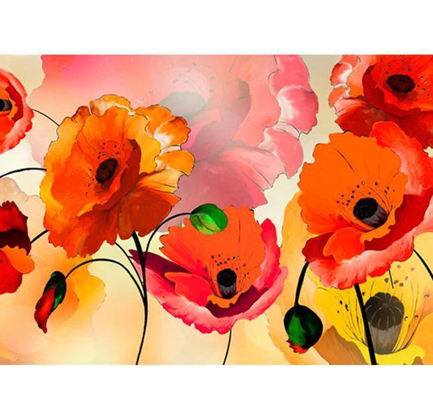 Peel & Stick Floral XXL Wall Mural - Velvet Red Poppies - Removable Wall Decals