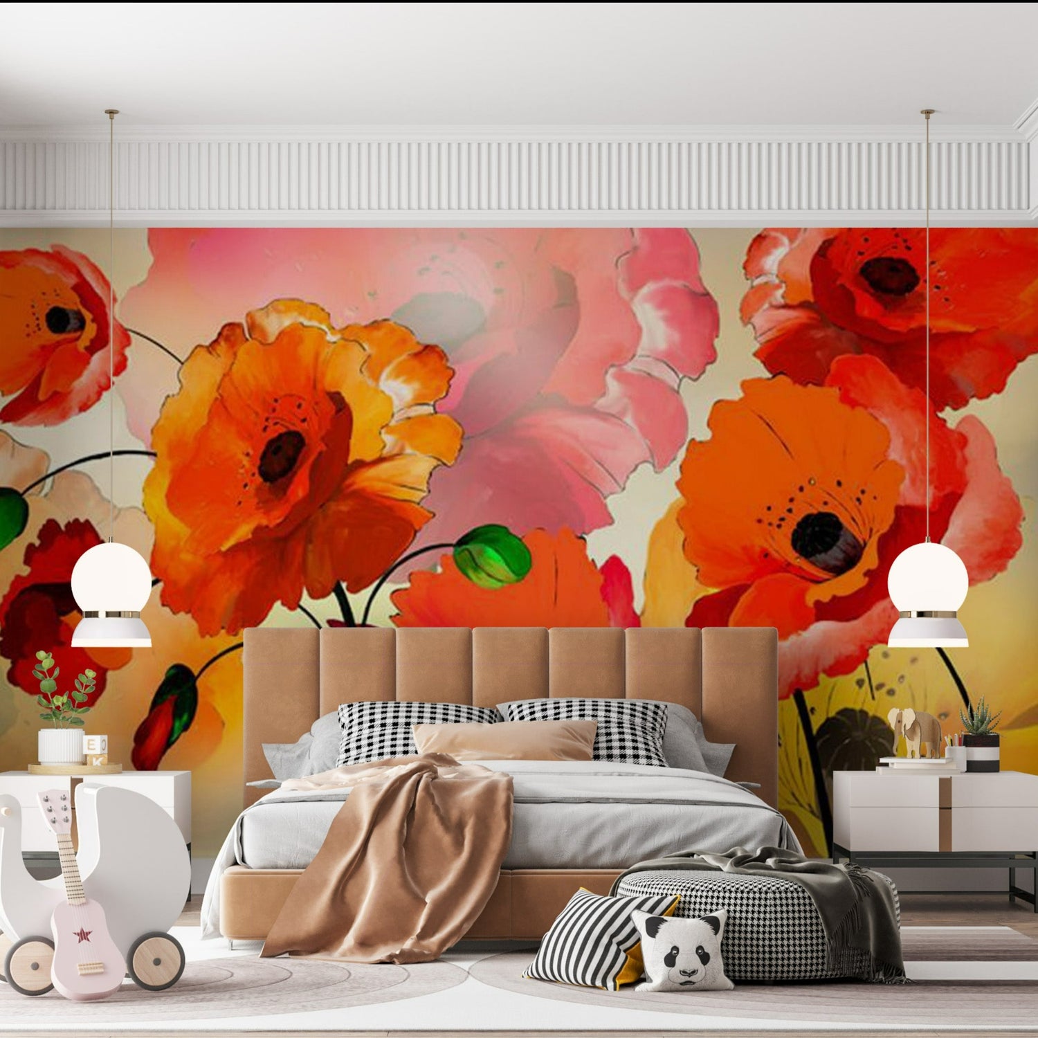 Peel & Stick Floral XXL Wall Mural - Velvet Red Poppies - Removable Wall Decals