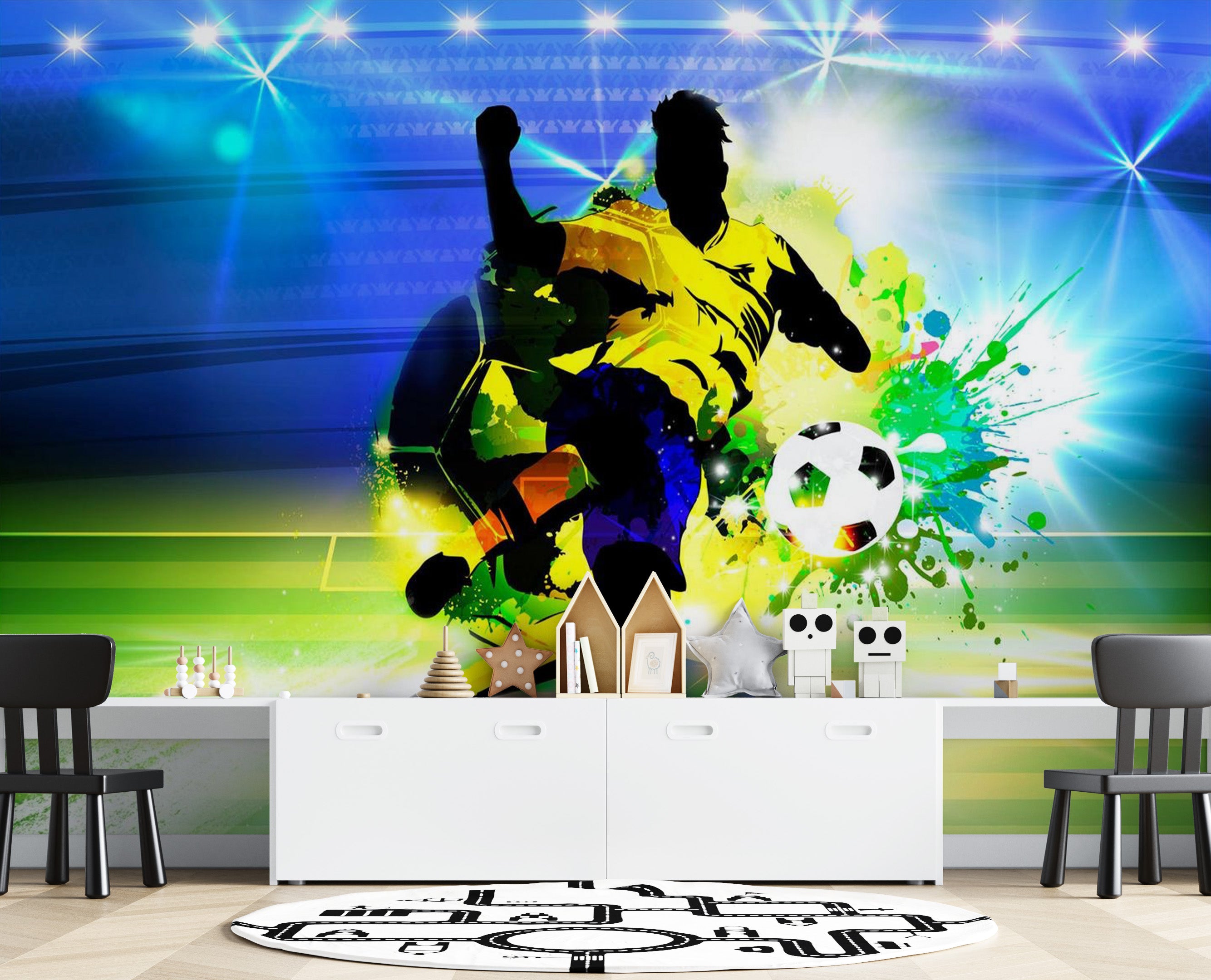 Peel & Stick Football Wall Mural - Brazilian Triumph - Removable Wall Decals