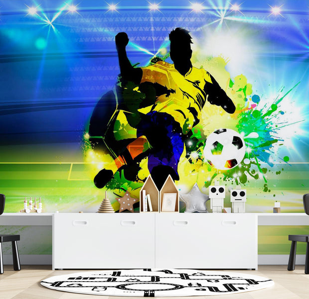 Peel & Stick Football Wall Mural - Brazilian Triumph - Removable Wall Decals