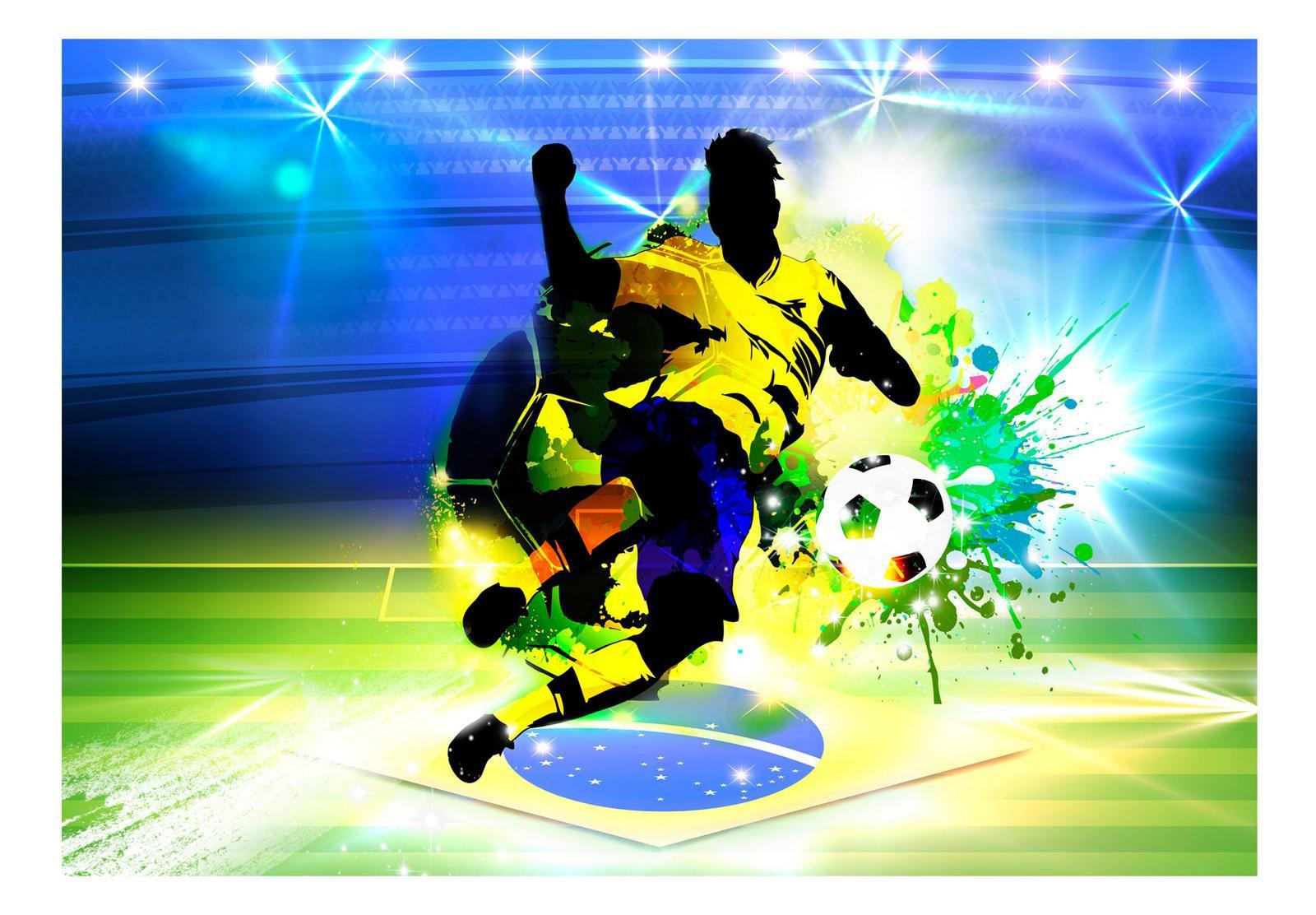 Peel & Stick Football Wall Mural - Brazilian Triumph - Removable Wall Decals