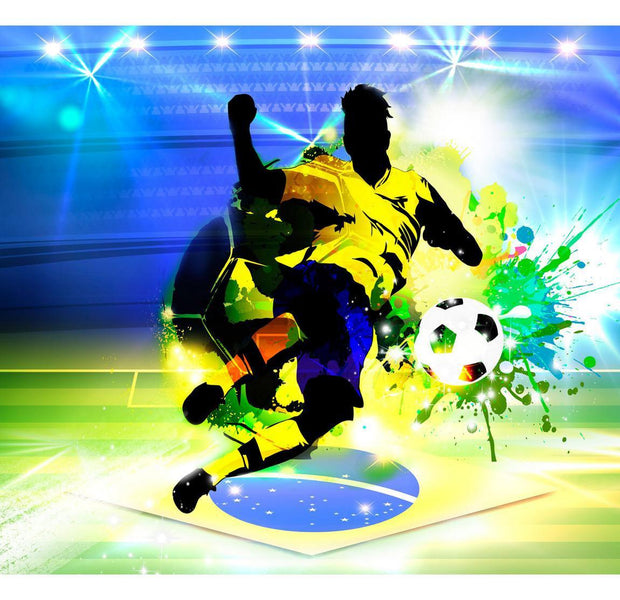 Peel & Stick Football Wall Mural - Brazilian Triumph - Removable Wall Decals