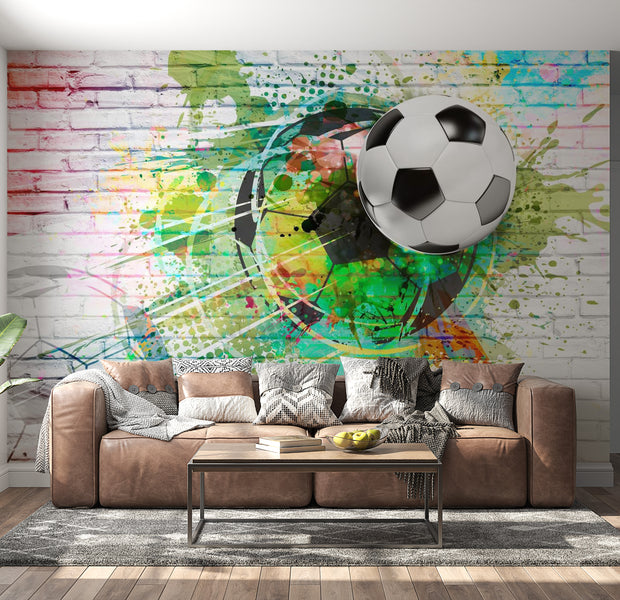 Peel & Stick Football Wall Mural - Colourful Sport Street Art - Removable Wall Decals