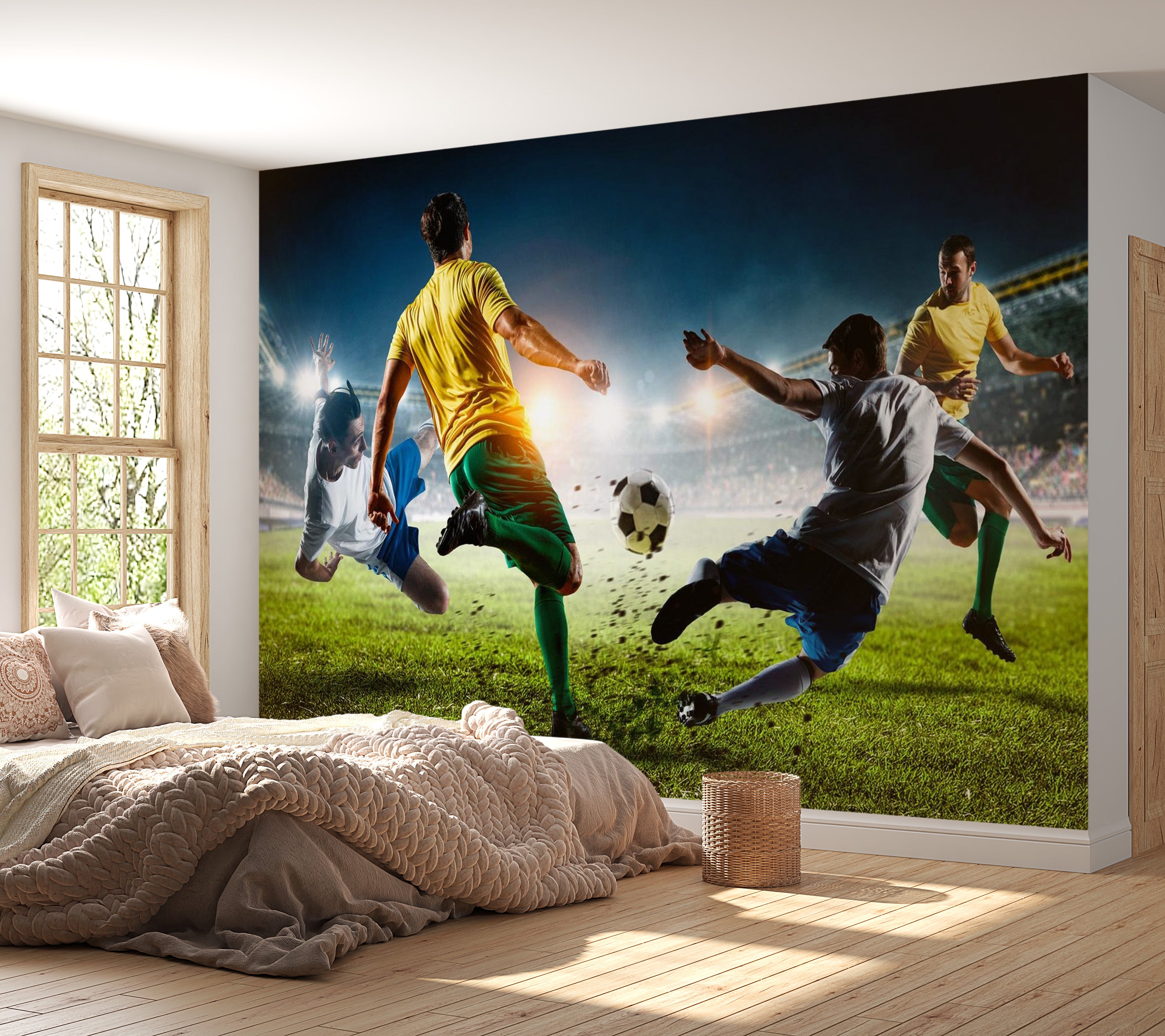 Peel & Stick Football Wall Mural - Playing Football - Removable Wall Decals