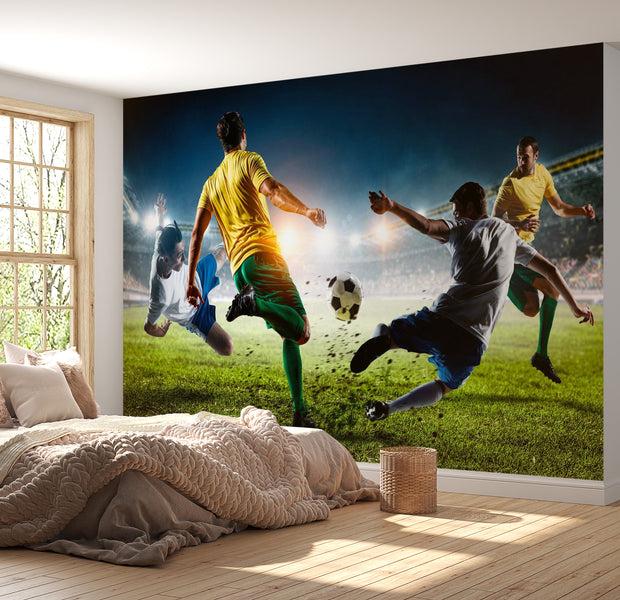 Peel & Stick Football Wall Mural - Playing Football - Removable Wall Decals