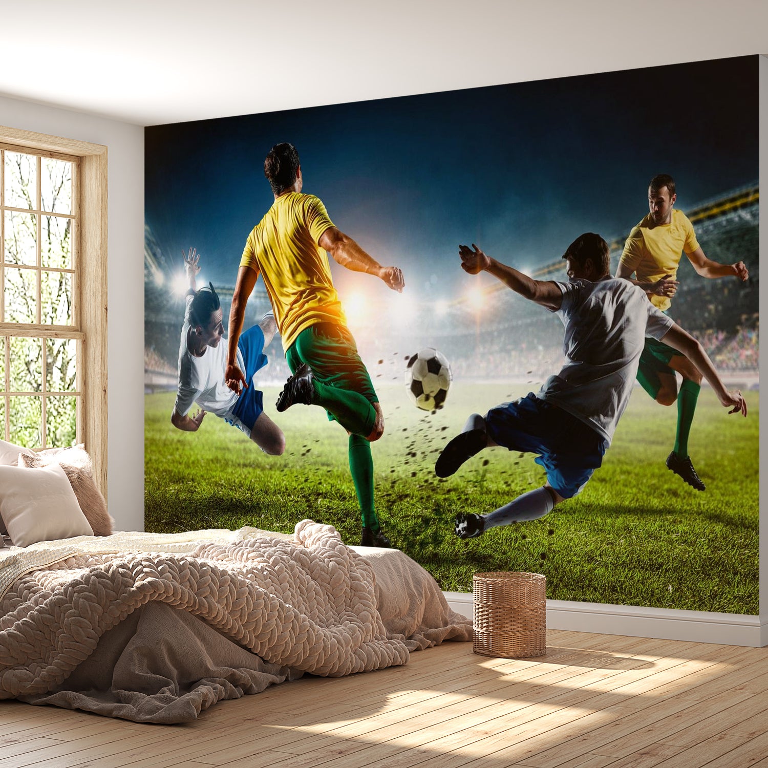Peel & Stick Football Wall Mural - Playing Football - Removable Wall Decals