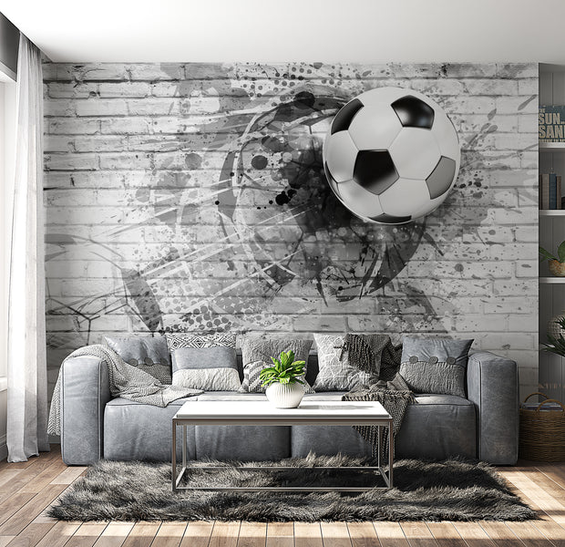 Peel & Stick Football Wall Mural - Football Black & White - Removable Wall Decals