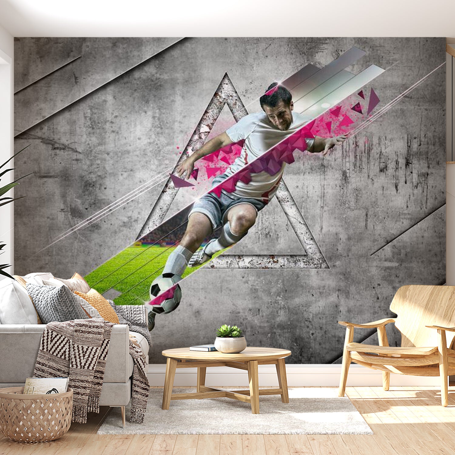 Peel & Stick Football Wall Mural - Soccer Art - Removable Wall Decals
