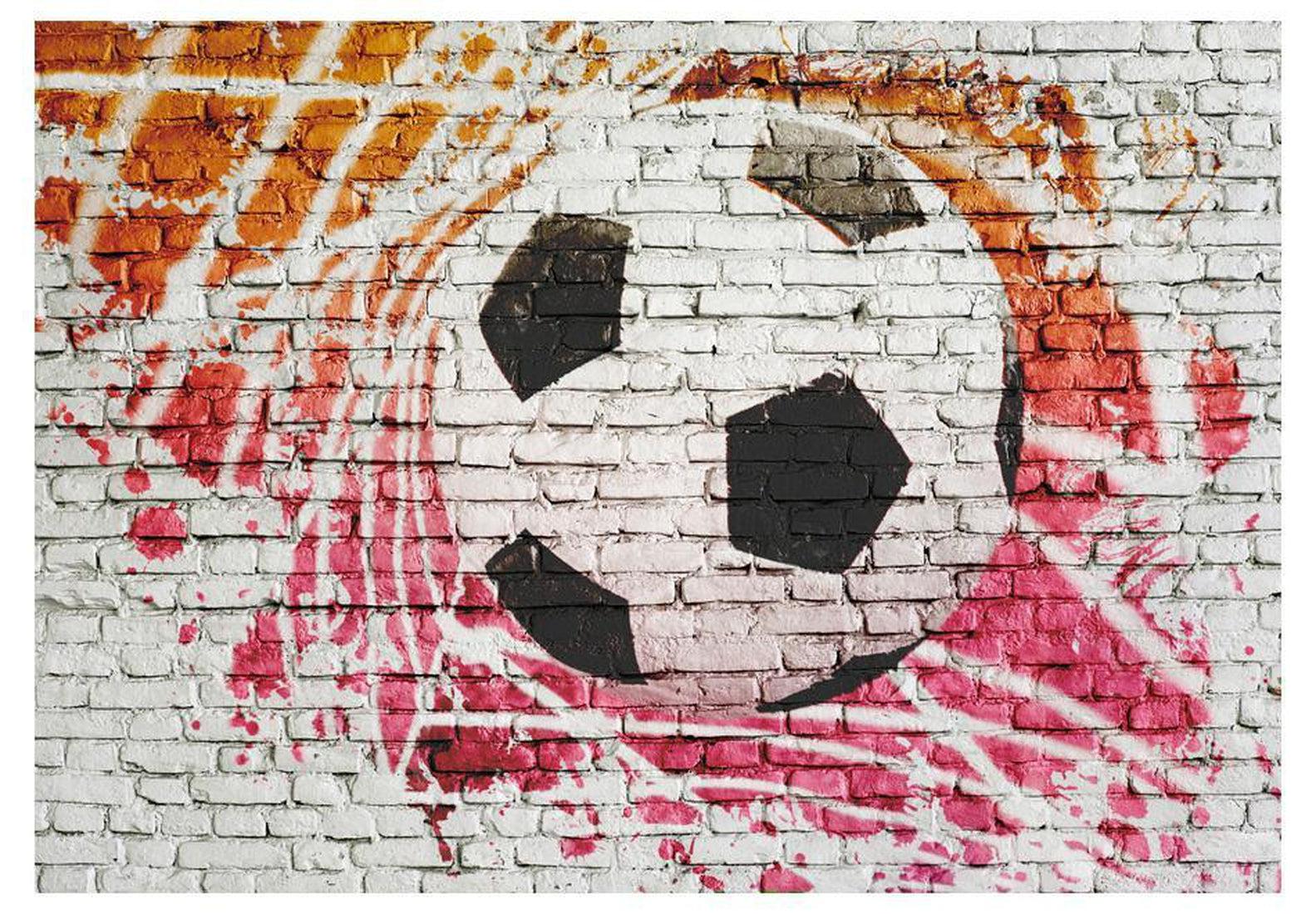 Peel & Stick Football Wall Mural - Street Football Brick Wall - Removable Wall Decals