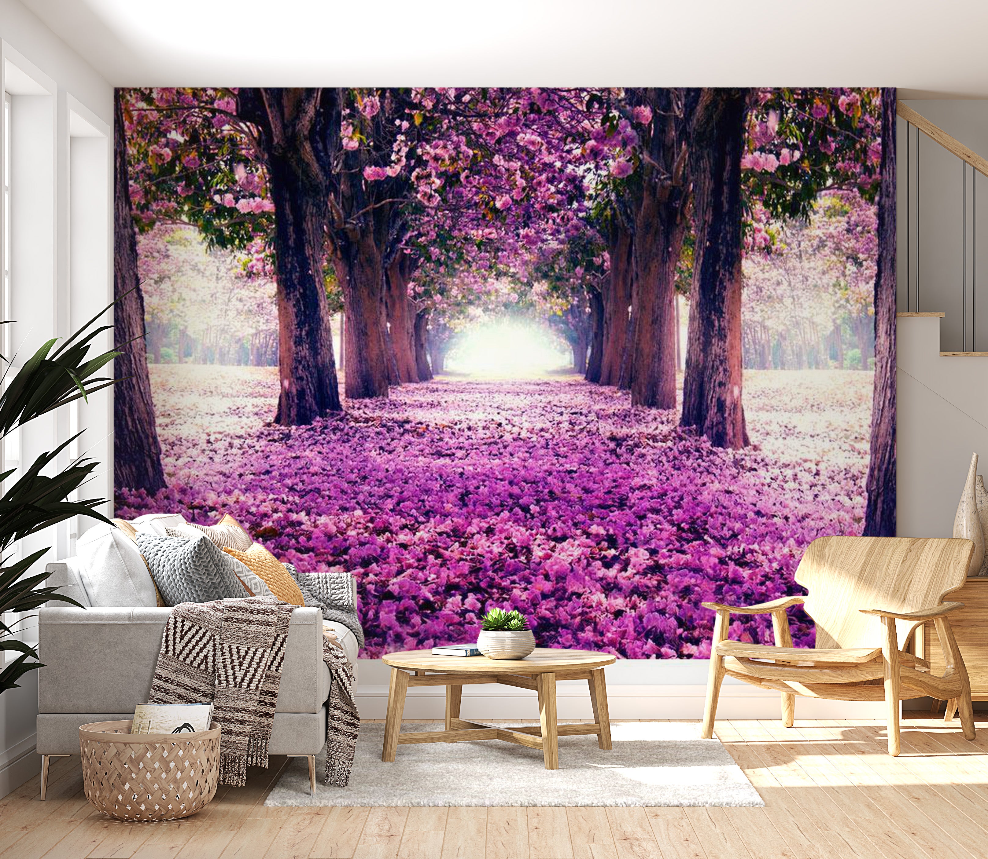 Peel & Stick Forest Wall Mural - Flower Road - Removable Wall Decals
