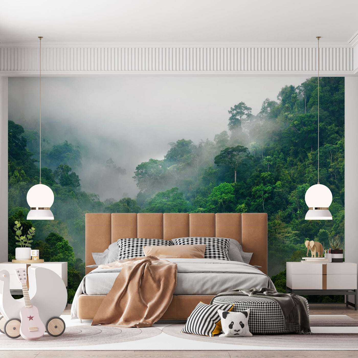 Peel & Stick Forest Wall Mural - Morning Fog - Removable Wall Decals