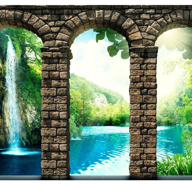 Peel & Stick Forest Wall Mural - Mysterious Waterfall - Removable Wall Decals