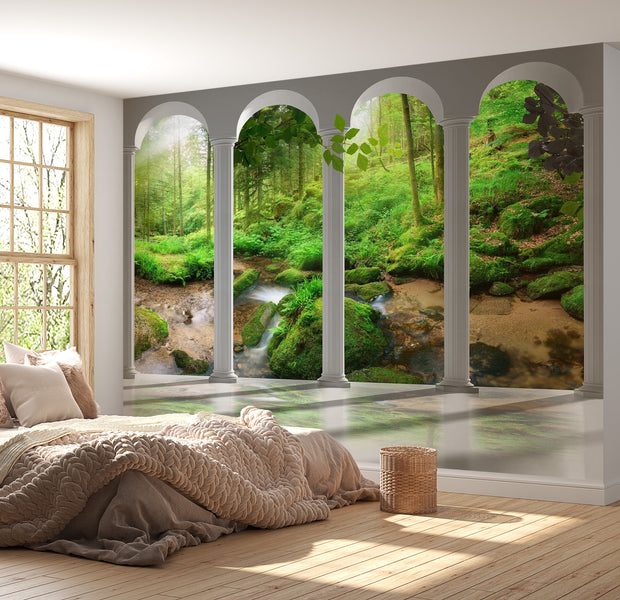 Peel & Stick Forest Wall Mural - Pillars And Forest - Removable Wall Decals