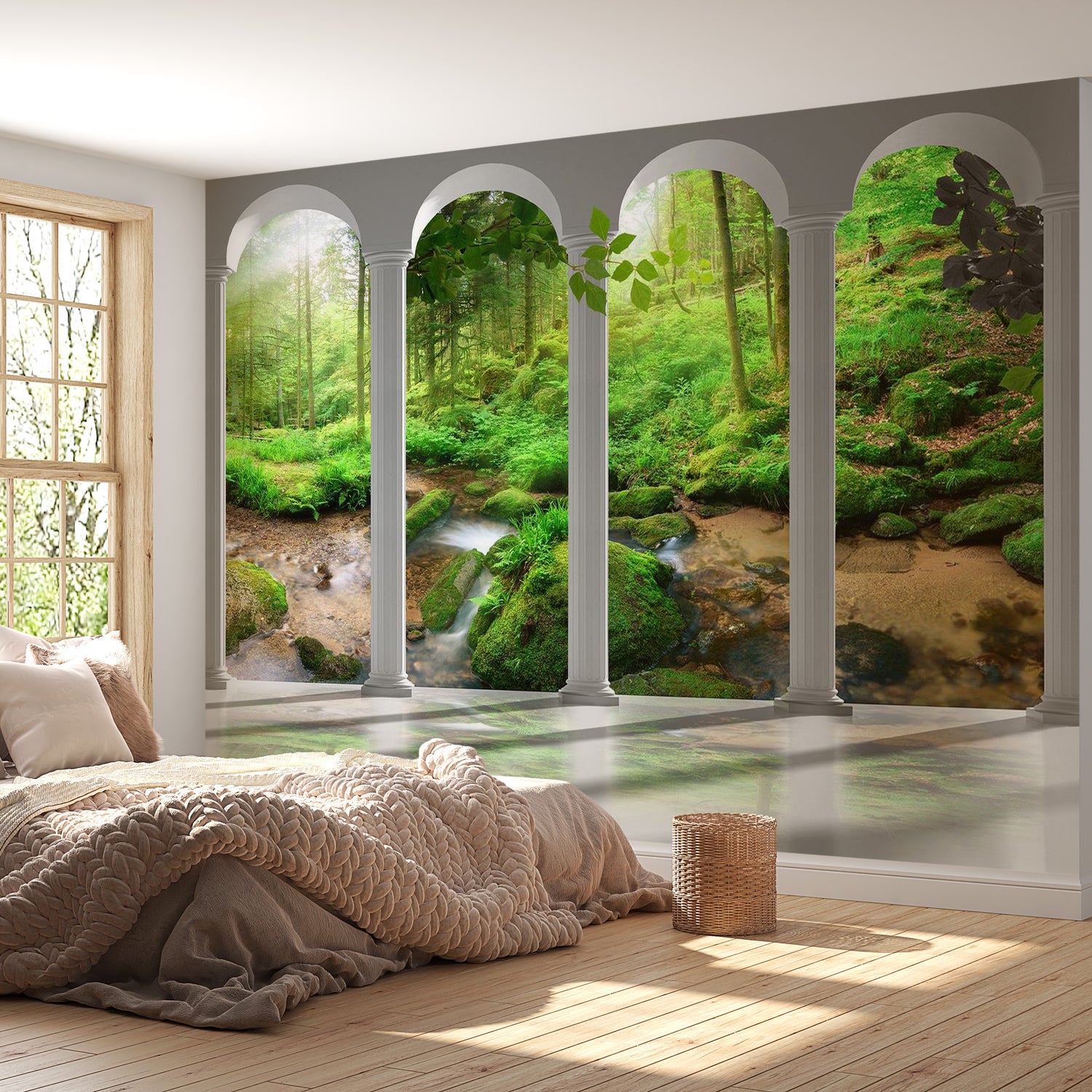 Peel & Stick Forest Wall Mural - Pillars And Forest - Removable Wall Decals