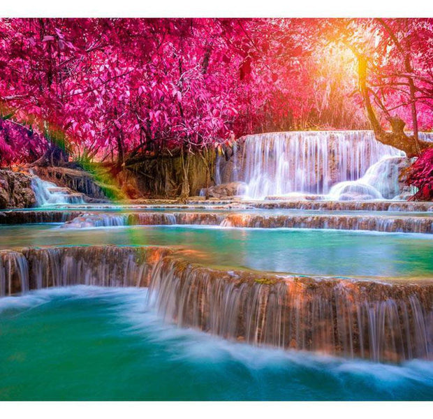 Peel & Stick Forest Wall Mural - Pink Cascades - Removable Wall Decals