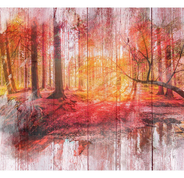 Peel & Stick Forest Wall Mural - Vintage Autumn Nature - Removable Wall Decals