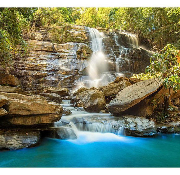 Peel & Stick Forest Wall Mural - Waterfall In Chiang Mai, Thailand - Removable Wall Decals