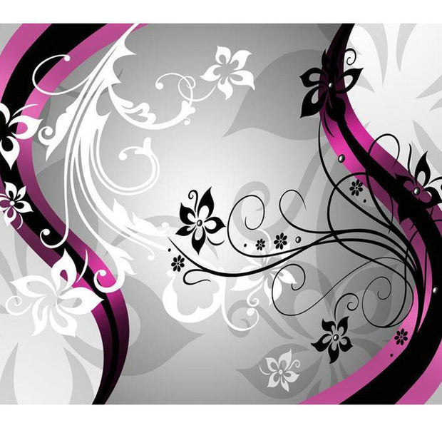 Peel & Stick Glam Wall Mural - Art-Flowers Pink - Removable Wall Decals