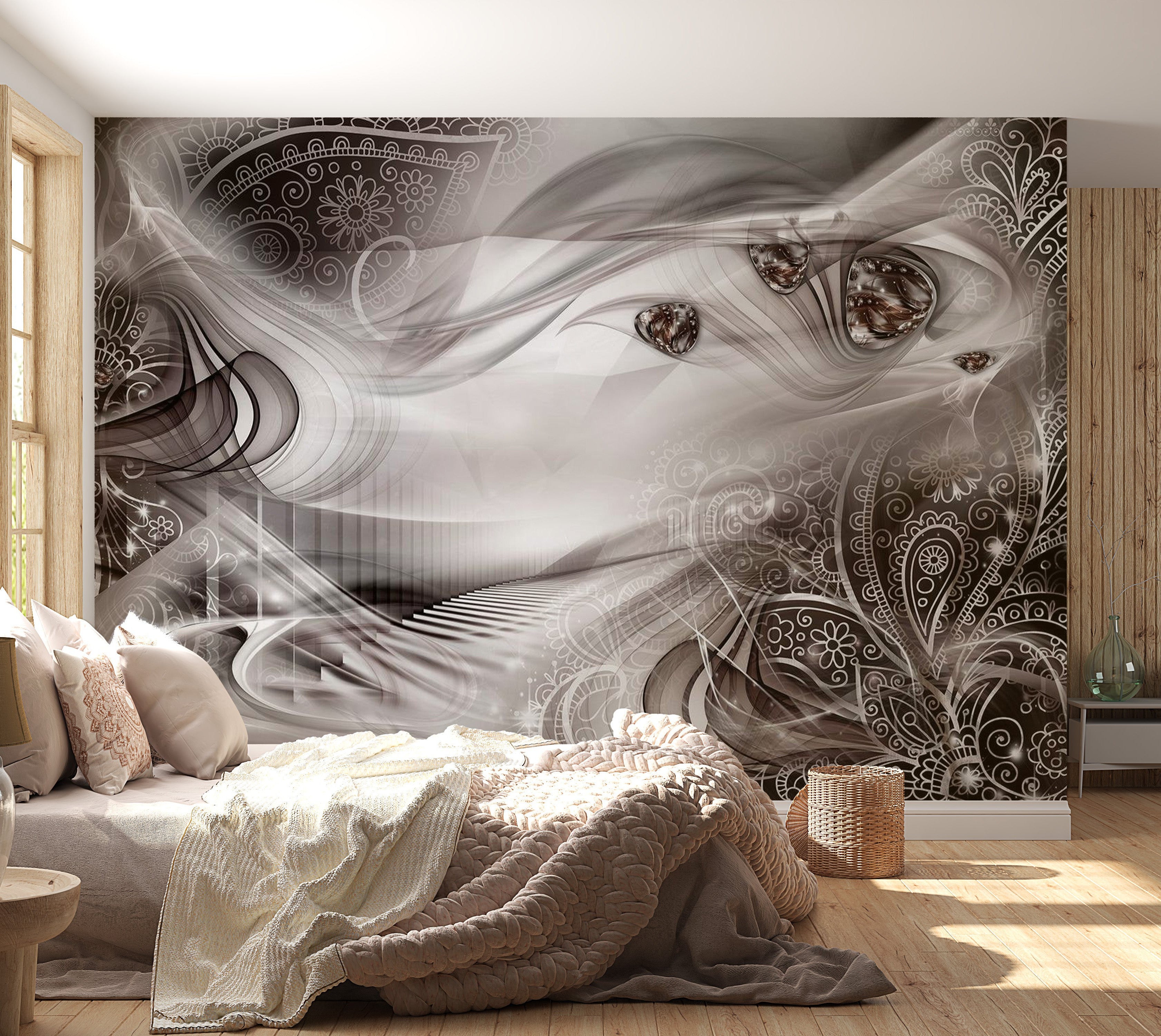 Peel & Stick Glam Wall Mural - Autumn Evenings Grey - Removable Wall Decals