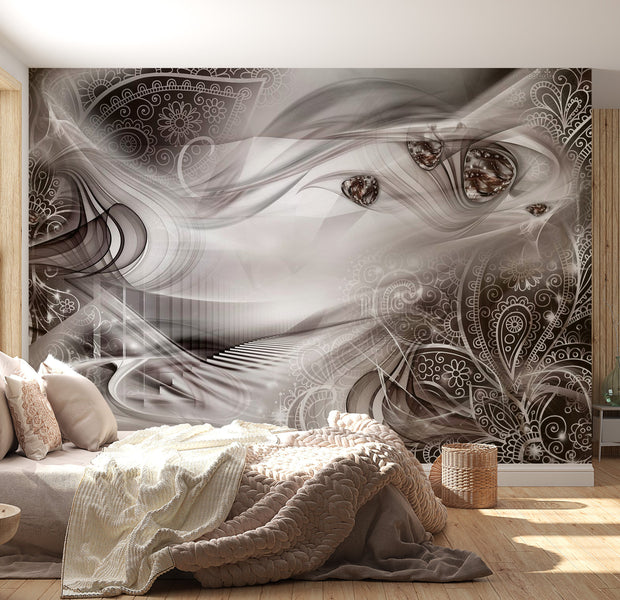 Peel & Stick Glam Wall Mural - Autumn Evenings Grey - Removable Wall Decals