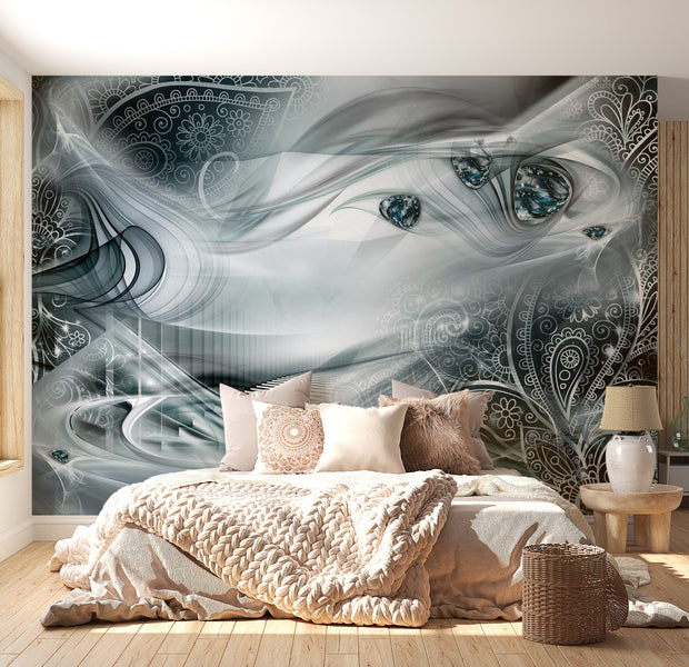 Peel & Stick Glam Wall Mural - Autumn Evenings Turquoise - Removable Wall Decals