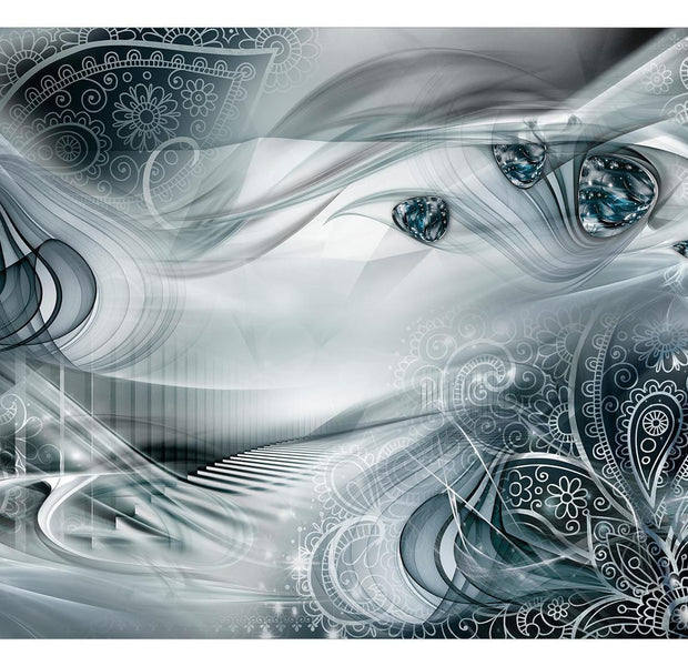 Peel & Stick Glam Wall Mural - Autumn Evenings Turquoise - Removable Wall Decals